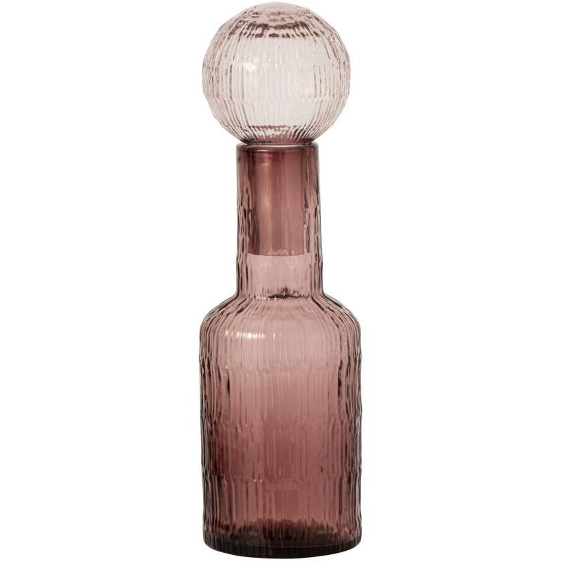 Bouteille décorative en verre bordeaux strié 13x13x45 cm Rinkora J-Line - 1