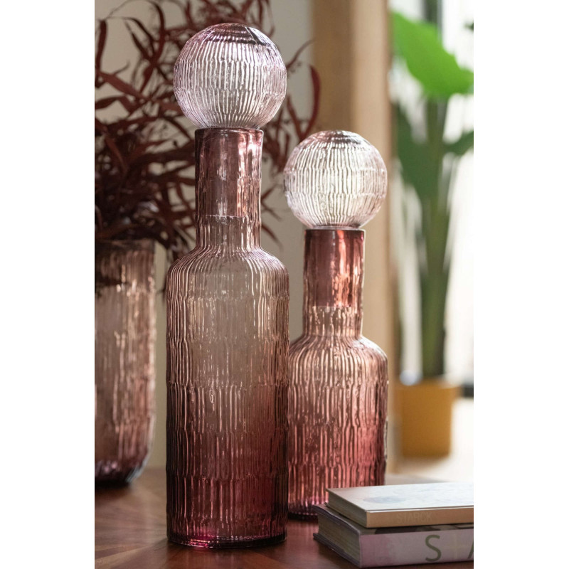 Grande bouteille décorative verre bordeaux 13x13x54,5 cm Rinkora J-Line - 2