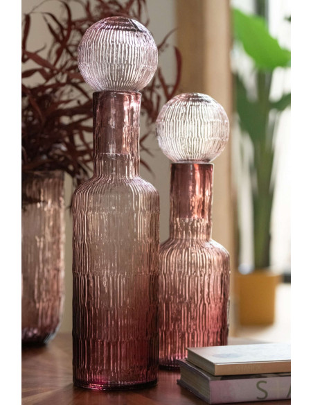 Grande bouteille décorative verre bordeaux 13x13x54,5 cm Rinkora J-Line - 2