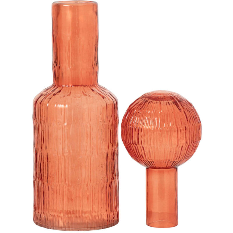 Bouteille décorative verre strié orange 13x13x45 cm Rinkora J-Line - 3