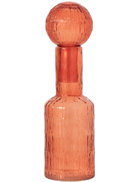 Bouteille décorative verre strié orange 13x13x45 cm Rinkora J-Line - 1