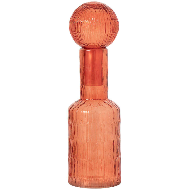 Bouteille décorative verre strié orange 13x13x45 cm Rinkora J-Line - 1