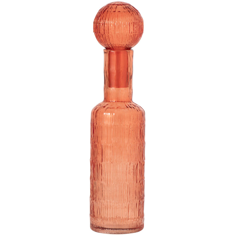Bouteille déco verre strié orange 13x13x54,5 cm Rinkora J-Line - 1
