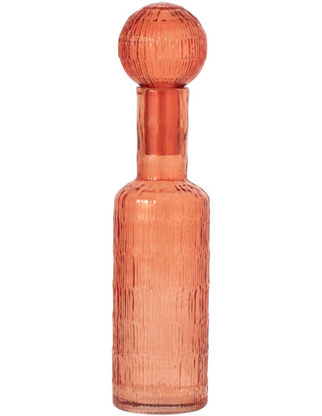Bouteille déco verre strié orange 13x13x54,5 cm Rinkora J-Line - 1