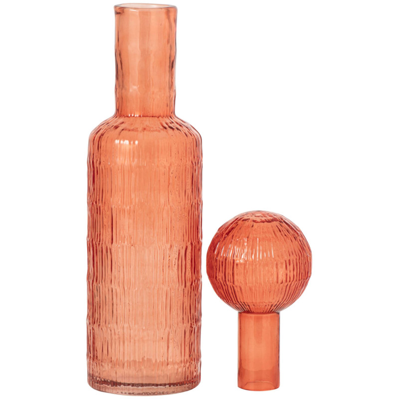 Bouteille déco verre strié orange 13x13x54,5 cm Rinkora J-Line - 3
