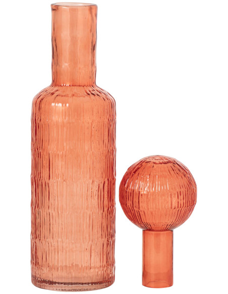 Bouteille déco verre strié orange 13x13x54,5 cm Rinkora J-Line - 3