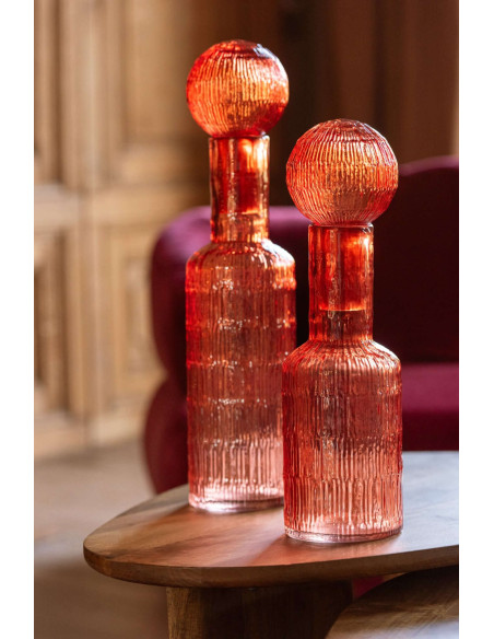Bouteille déco verre strié orange 13x13x54,5 cm Rinkora J-Line - 2