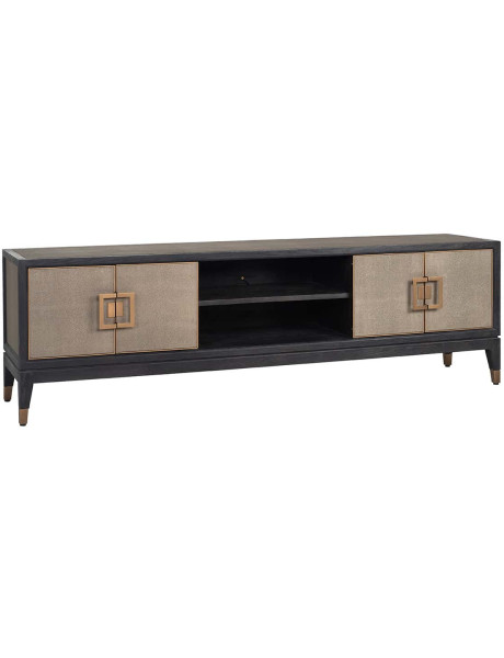 Meuble TV en chêne noir effet galuchat 185x40x55 cm Bloomville Richmond Interiors - 1