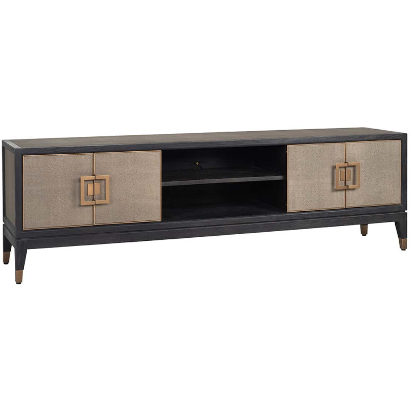 Meuble TV en chêne noir effet galuchat 185x40x55 cm Bloomville Richmond Interiors - 1
