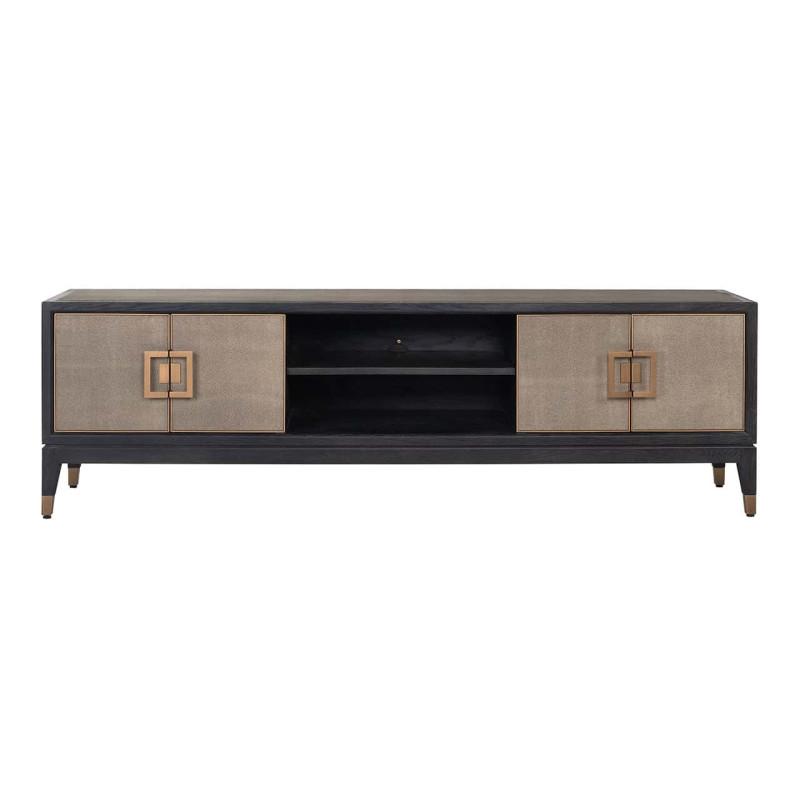 Meuble TV en chêne noir effet galuchat 185x40x55 cm Bloomville Richmond Interiors - 2