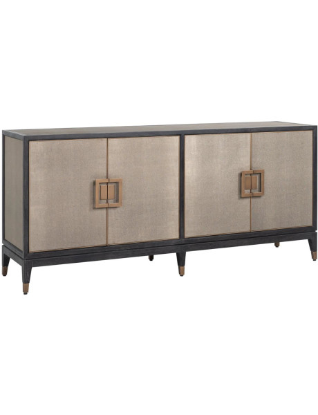 Buffet 4 portes en chêne noir effet galuchat 193x45x85 cm Bloomville Richmond Interiors - 1