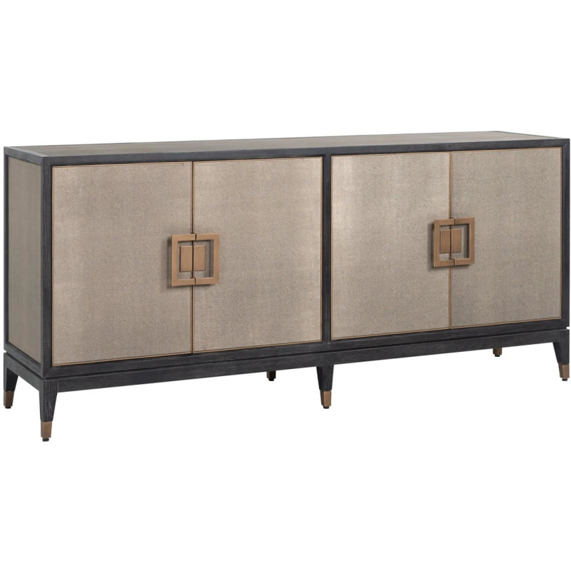 Buffet 4 portes en chêne noir effet galuchat 193x45x85 cm Bloomville Richmond Interiors - 1