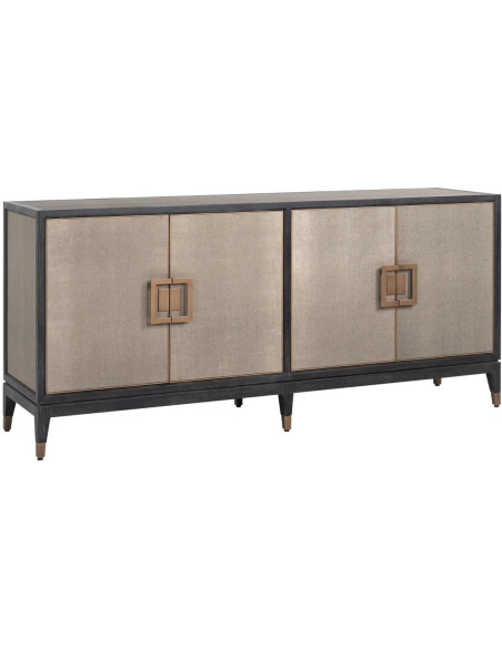 Buffet 4 portes en chêne noir effet galuchat 193x45x85 cm Bloomville Richmond Interiors - 1