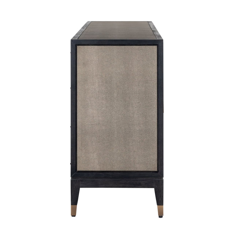 Buffet 4 portes en chêne noir effet galuchat 193x45x85 cm Bloomville Richmond Interiors - 5