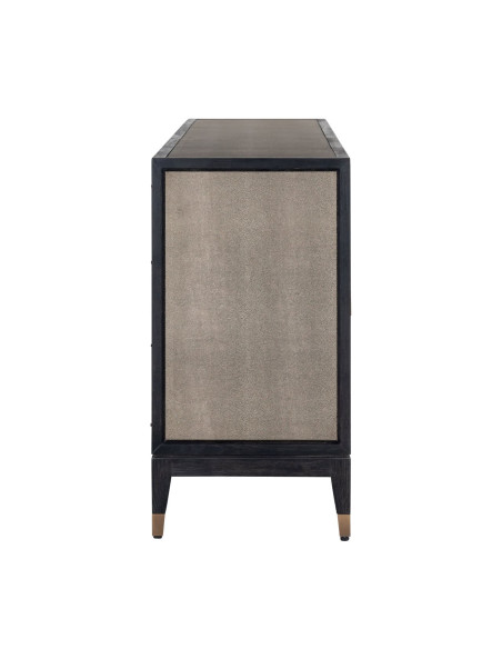 Buffet 4 portes en chêne noir effet galuchat 193x45x85 cm Bloomville Richmond Interiors - 5
