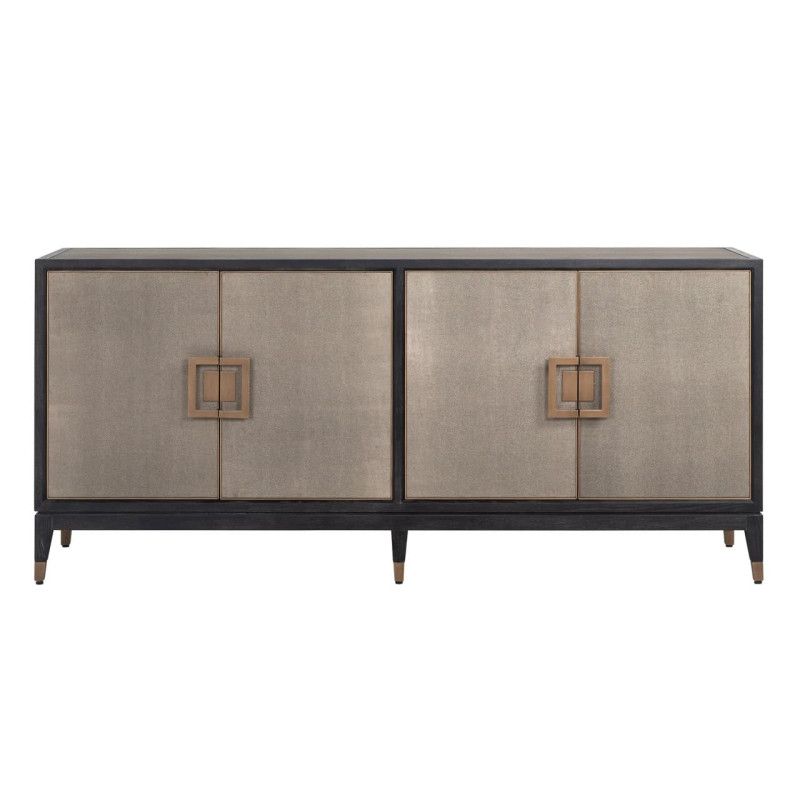 Buffet 4 portes en chêne noir effet galuchat 193x45x85 cm Bloomville Richmond Interiors - 3