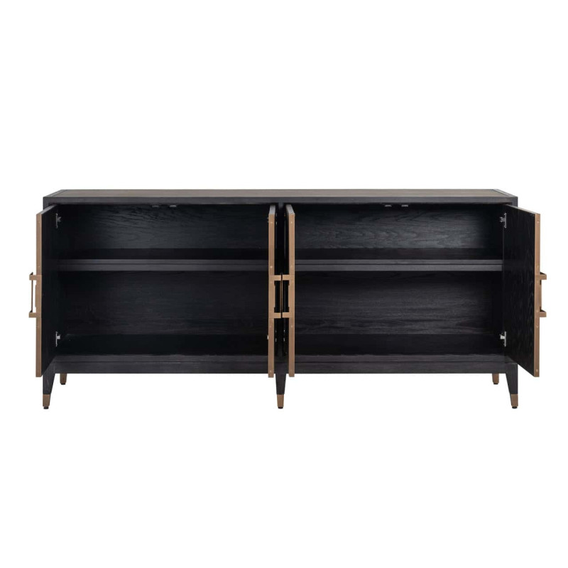Buffet 4 portes en chêne noir effet galuchat 193x45x85 cm Bloomville Richmond Interiors - 4