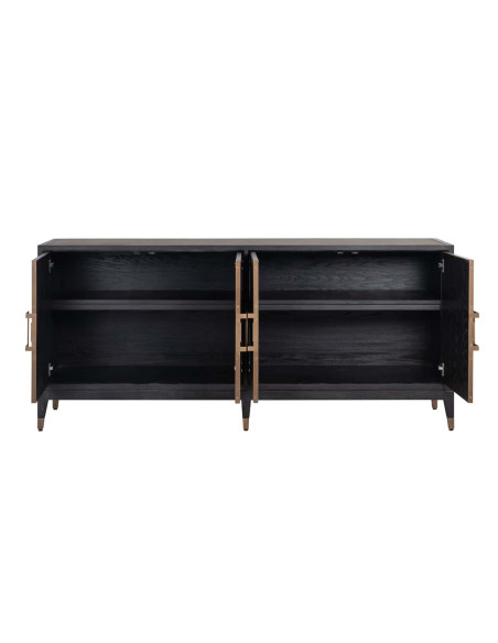 Buffet 4 portes en chêne noir effet galuchat 193x45x85 cm Bloomville Richmond Interiors - 4