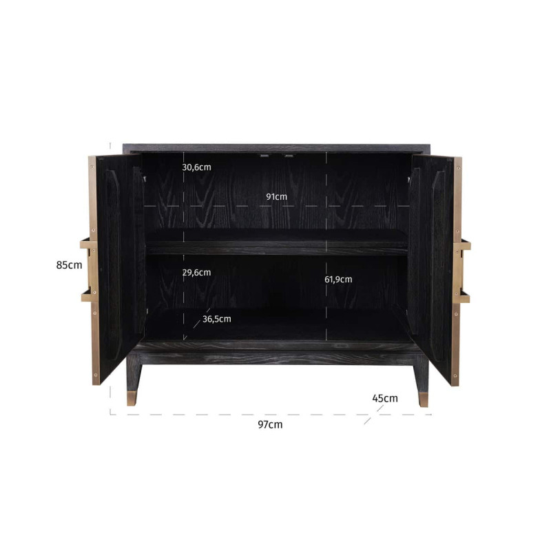 Buffet 2 portes en chêne noir effet galuchat 97x45x85 cm Bloomville Richmond Interiors - 9