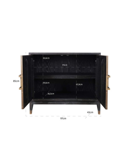 Buffet 2 portes en chêne noir effet galuchat 97x45x85 cm Bloomville Richmond Interiors - 9