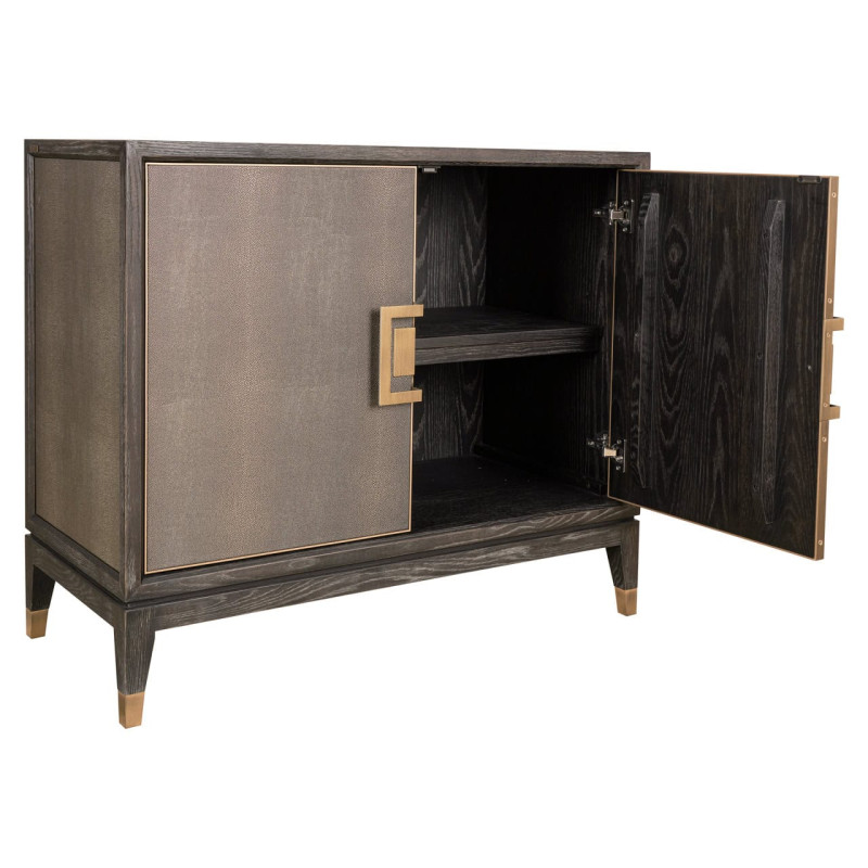 Buffet 2 portes en chêne noir effet galuchat 97x45x85 cm Bloomville Richmond Interiors - 4
