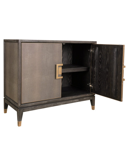 Buffet 2 portes en chêne noir effet galuchat 97x45x85 cm Bloomville Richmond Interiors - 4