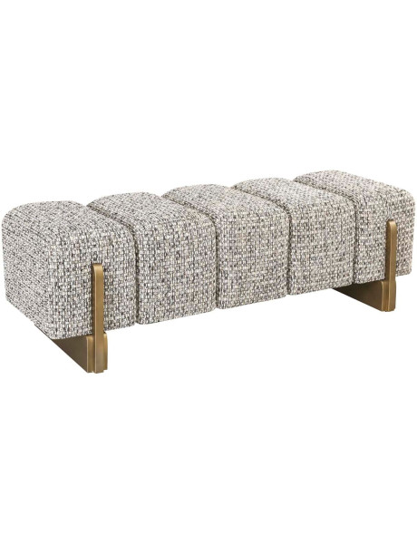 Banquette bout de lit beige grège en polyester 152x51x46,5 cm Caleo Richmond Interiors - 1