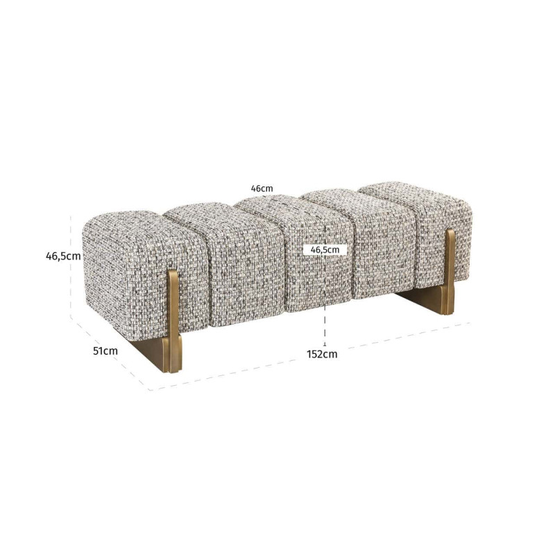 Banquette bout de lit beige grège en polyester 152x51x46,5 cm Caleo Richmond Interiors - 7