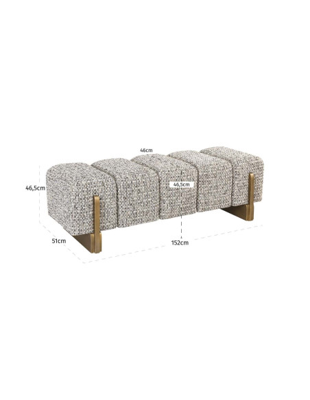 Banquette bout de lit beige grège en polyester 152x51x46,5 cm Caleo Richmond Interiors - 7
