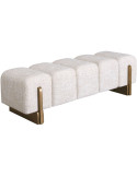 Banquette bout de lit crème en tweed polyester 152x51x46,5 cm Caleo
