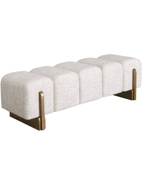 Banquette bout de lit crème en tweed polyester 152x51x46,5 cm Caleo Richmond Interiors - 1