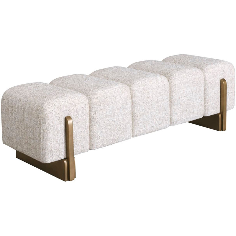 Banquette bout de lit crème en tweed polyester 152x51x46,5 cm Caleo Richmond Interiors - 1