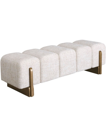 Banquette bout de lit crème en tweed polyester 152x51x46,5 cm Caleo Richmond Interiors - 1