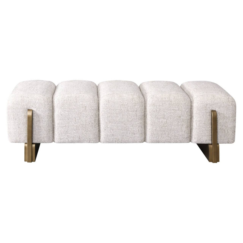 Banquette bout de lit crème en tweed polyester 152x51x46,5 cm Caleo Richmond Interiors - 2