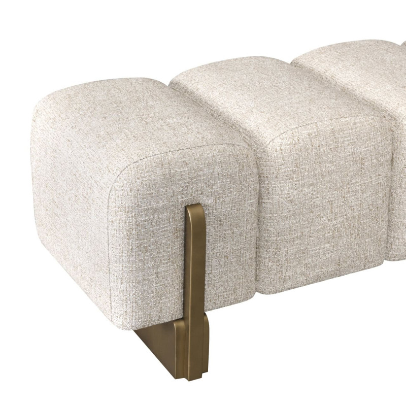 Banquette bout de lit crème en tweed polyester 152x51x46,5 cm Caleo Richmond Interiors - 5