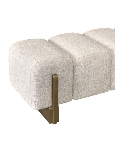 Banquette bout de lit crème en tweed polyester 152x51x46,5 cm Caleo Richmond Interiors - 5