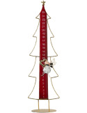 Calendrier de l’Avent LED sapin en métal rouge doré 23x12x78,5 cm Tjerout