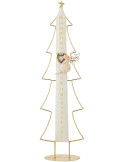 Calendrier de l’Avent LED sapin blanc doré en métal 23x12x78,5 cm Tjerout