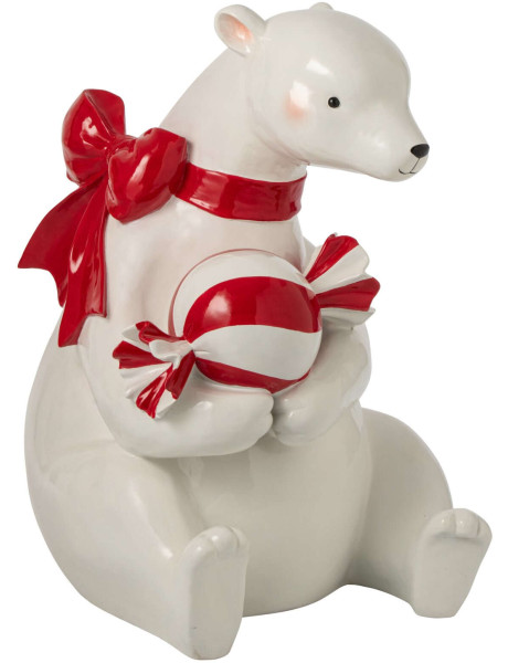 Statue ours polaire Noël blanc rouge en polyrésine 108 cm Pietald J-Line - 1