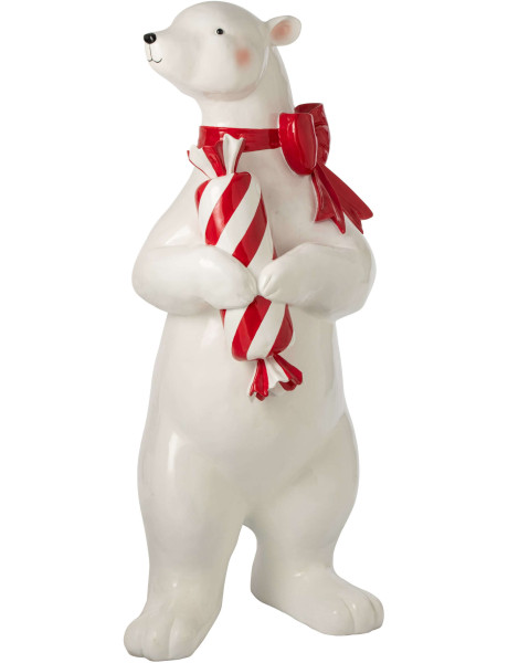 Statue ours polaire Noël blanc rouge en polyrésine 185 cm Pietald J-Line - 1
