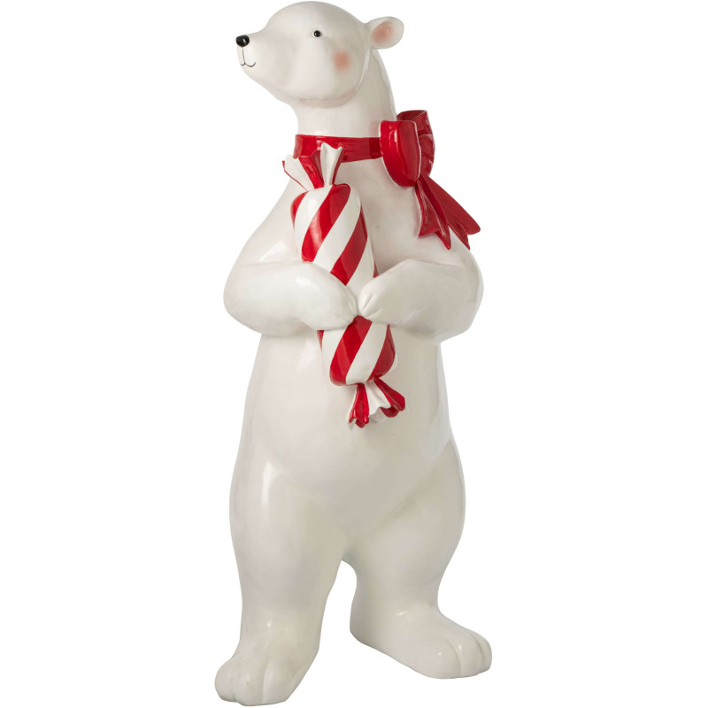 Statue ours polaire Noël blanc rouge en polyrésine 185 cm Pietald J-Line - 1