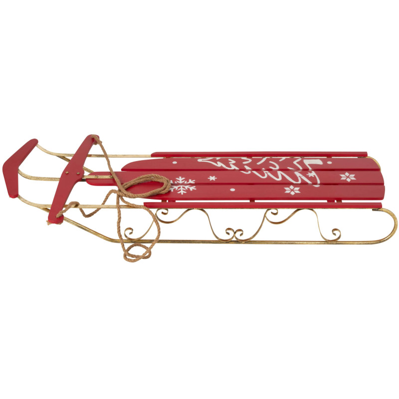 Traîneau du Père Noël décoratif rouge et doré en métal 137,5x59,5x21 cm Veldout J-Line - 2