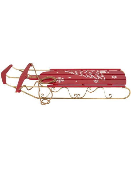 Traîneau du Père Noël décoratif rouge et doré en métal 137,5x59,5x21 cm Veldout J-Line - 2