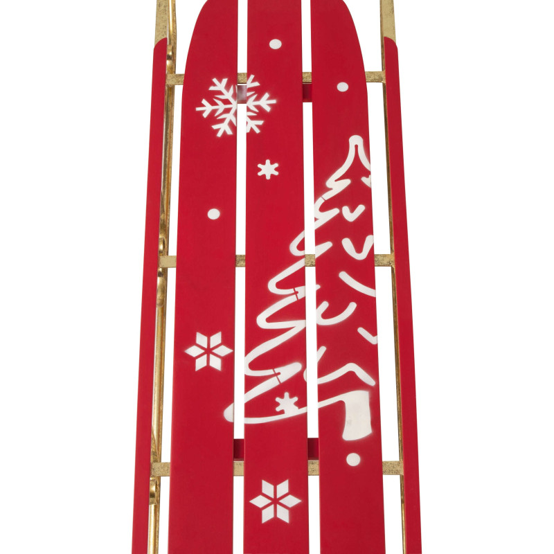 Traîneau du Père Noël décoratif rouge et doré en métal 137,5x59,5x21 cm Veldout J-Line - 3
