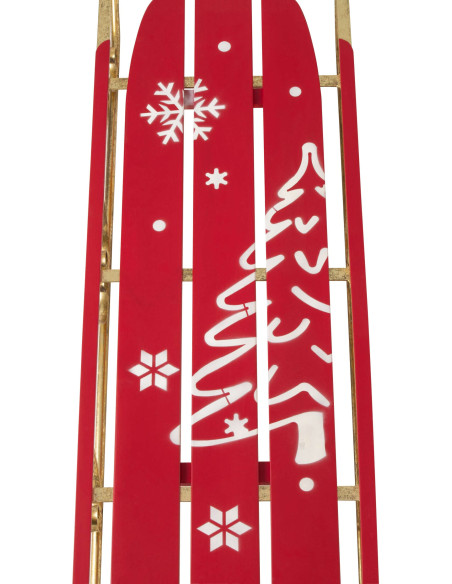 Traîneau du Père Noël décoratif rouge et doré en métal 137,5x59,5x21 cm Veldout J-Line - 3