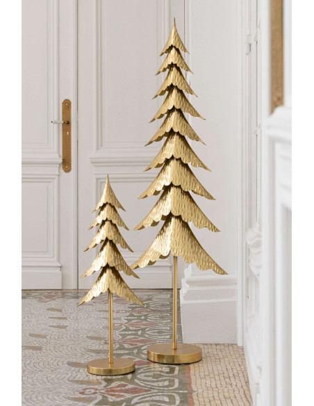 Sapin de Noël décoratif métal doré 44x22x135 cm Harmven J-Line - 2