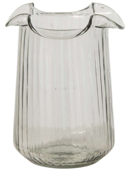 Vase en verre strié transparent 19x19x20 cm Woutven J-Line - 1