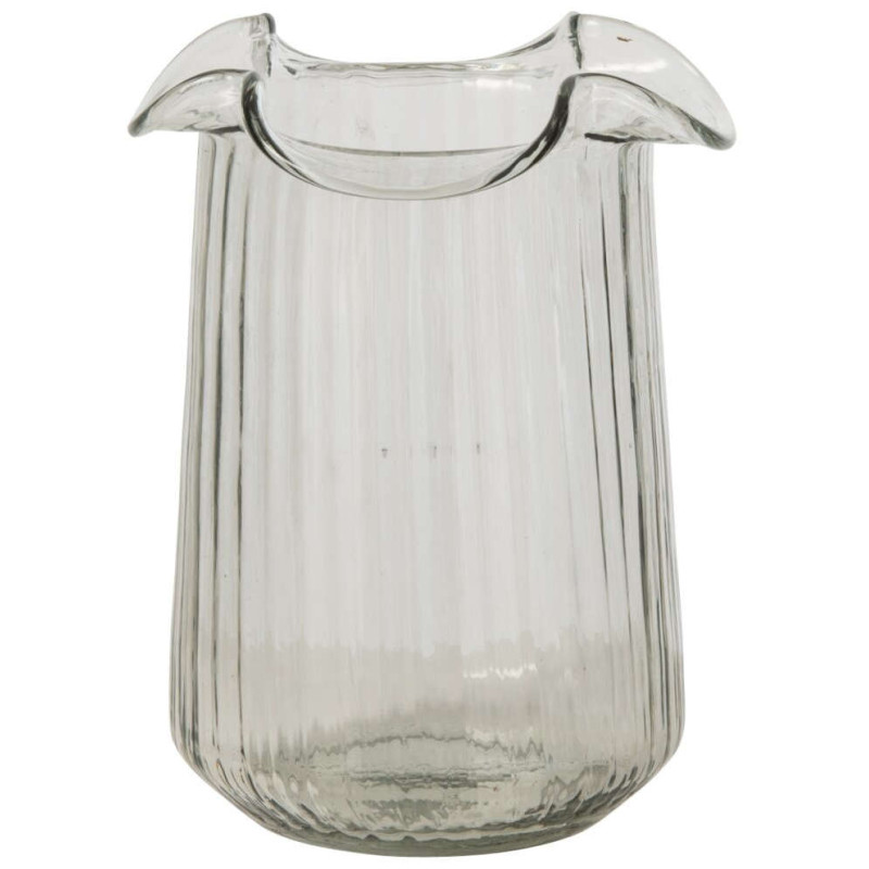 Vase en verre strié transparent 19x19x20 cm Woutven J-Line - 1