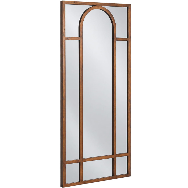 Grand miroir fenêtre arche en sapin brun 80x180 cm Garenero Ixia - 2