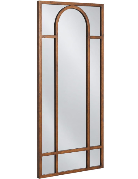 Grand miroir fenêtre arche en sapin brun 80x180 cm Garenero Ixia - 2